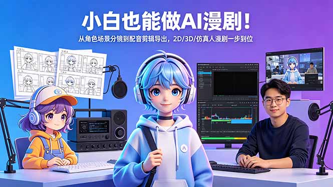 小白也能做AI漫剧！从角色场景分镜到配音剪辑导出，2D/3D/仿真人漫剧一步到位-聊项目