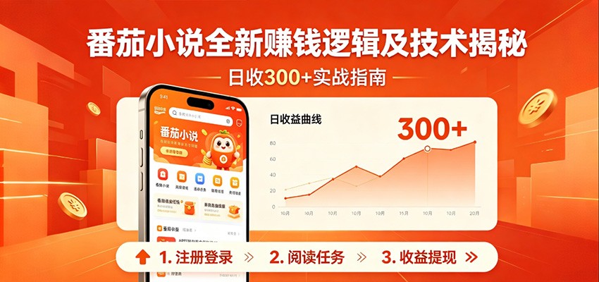 番茄小说全新赚钱逻辑及技术日收300+，小白新书皆可做！无脑赚就行了！-聊项目