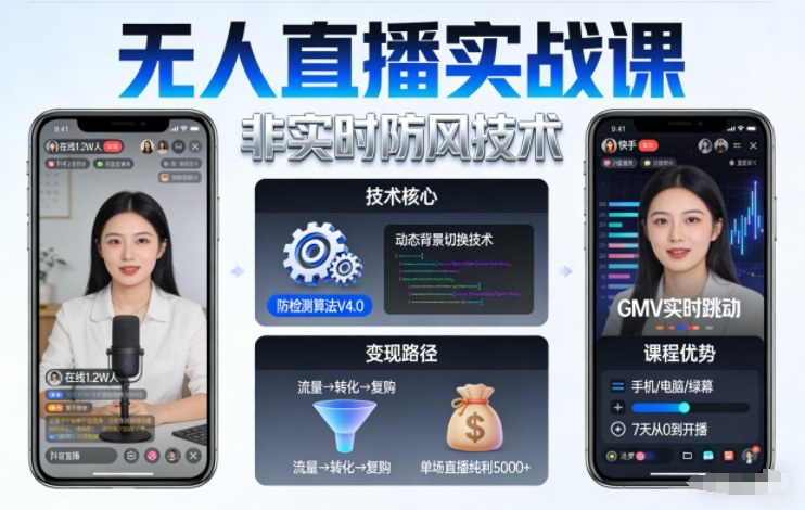 宝子哥无人直播实战课，非实时防风技术，聚焦抖音快手等平台直播带货，轻松开启直播变现之路(更新2026年5月10日)-聊项目