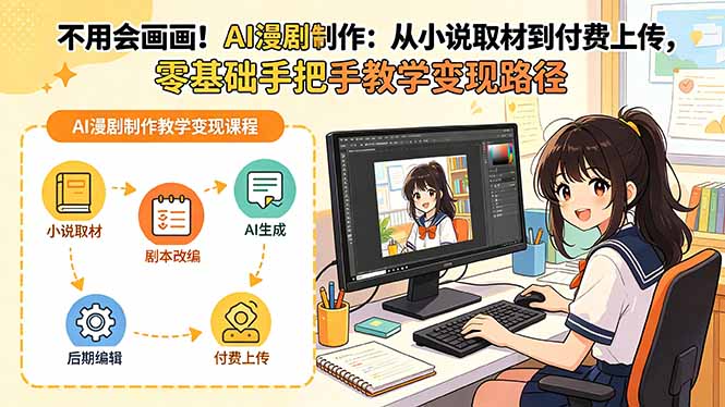 不用会画画！AI漫剧制作：从小说取材到付费上传，零基础手把手教学变现路径-聊项目