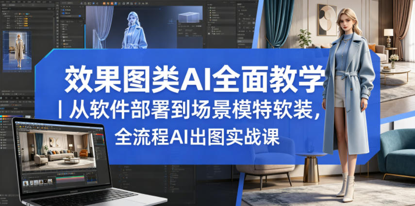 效果图类AI全面教学｜从软件部署到场景模特软装，全流程AI出图实战课-聊项目
