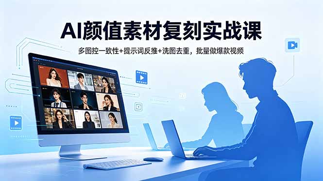 AI颜值素材复刻实战课，多图控一致性+提示词反推+洗图去重，批量做爆款视频-聊项目