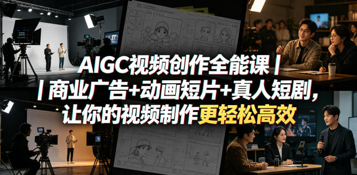 AIGC视频创作全能课|商业广告+动画短片+真人短剧,让你的视频制作更轻松高效-聊项目