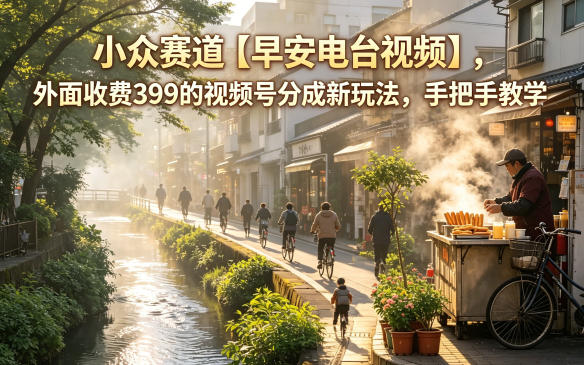 小众赛道【早安电台视频】，外面收费399的视频号分成新玩法，手把手教学-聊项目