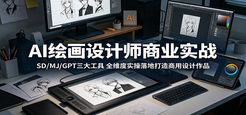 AI绘画设计师商业实战:SD/MJ/GPT三大工具,全维度实操落地打造商用设计作品-聊项目
