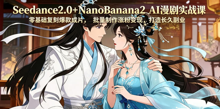 Seedance2.0+NanoBanana2 AI漫剧实战课,零基础复刻爆款成片涨粉变现,打造长久副业收益-聊项目
