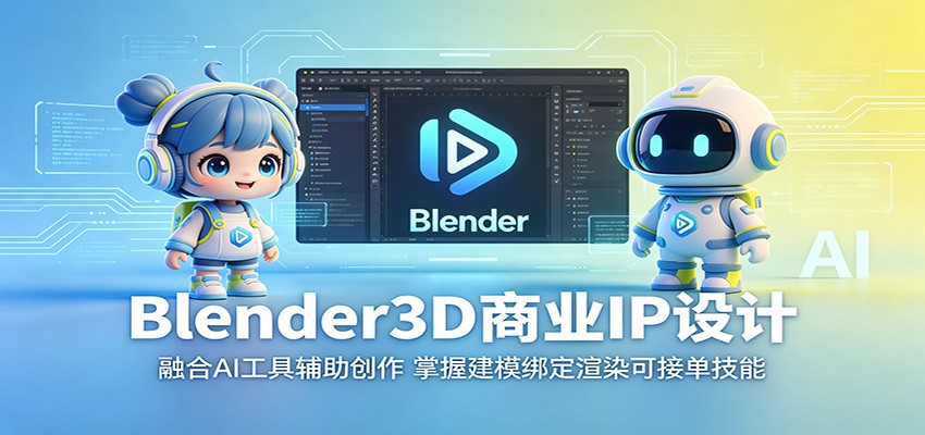 Blender3D商业IP设计:融合AI工具辅助创作,掌握建模绑定渲染可接单技能-聊项目