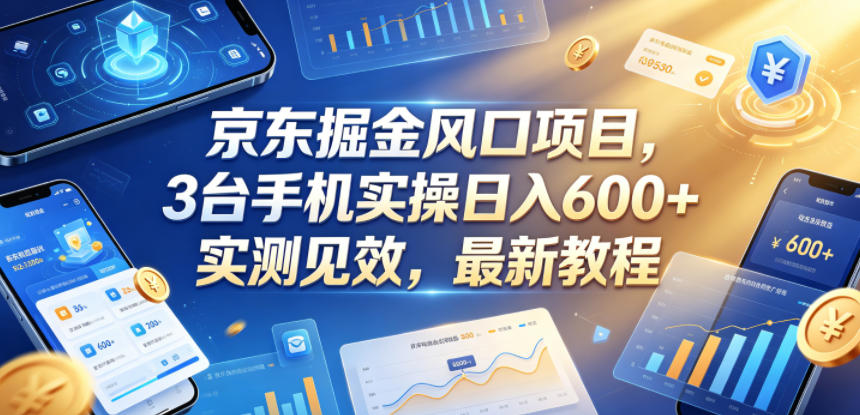京东掘金风口项目,3台手机实操日入600+,实测见效,最新教程【揭秘】-聊项目