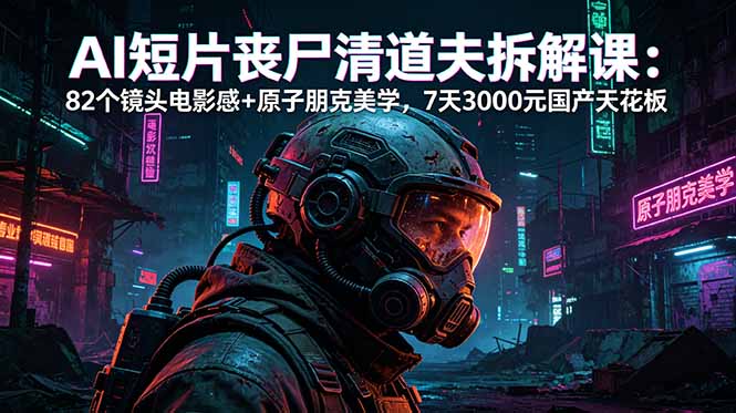 AI短片《丧尸清道夫》拆解课:82个镜头电影感+原子朋克美学,7天3000元国产天花板-聊项目