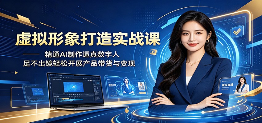 虚拟形象打造实战课:精通AI制作逼真数字人,足不出镜轻松开展产品带货与变现-聊项目