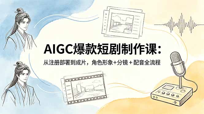 AIGC爆款短剧制作课:从注册部署到成片,角色形象+分镜+配音全流程-聊项目