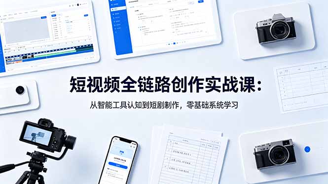 短视频全链路创作实战课:从智能工具认知到短剧制作,零基础系统学习-聊项目