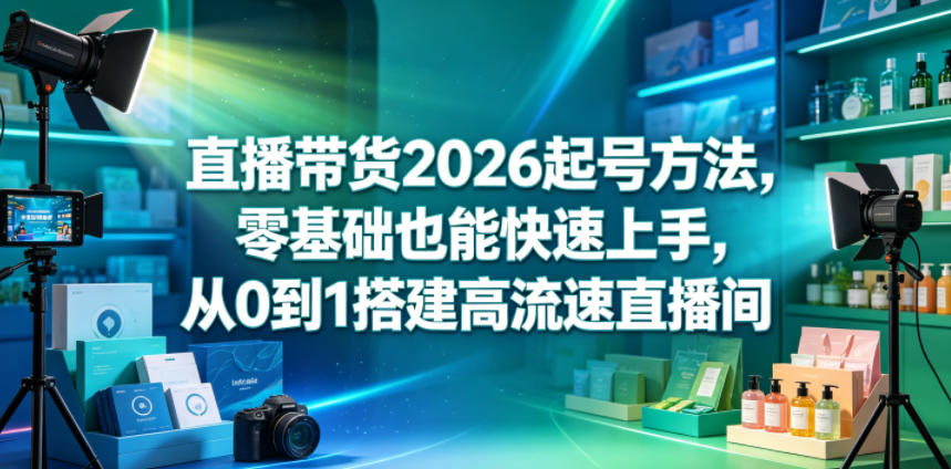 直播带货2026起号方法,零基础也能快速上手,从0到1搭建高流速直播间-聊项目