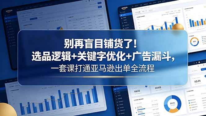 别再盲目铺货了!选品逻辑+关键字优化+广告漏斗,一套课打通亚马逊出单全流程-聊项目