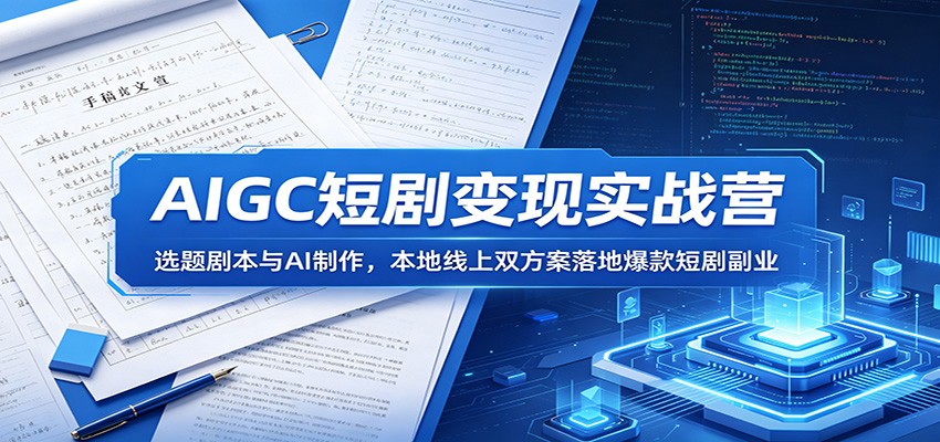AIGC短剧变现实战营:选题剧本与AI制作,本地线上双方案落地爆款短剧副业-聊项目