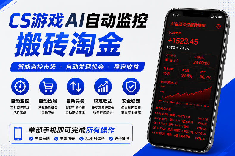 CS游戏AI自动监控搬砖淘金,稳定运行多年,支持任何形式验证,日入300+【揭秘】-聊项目
