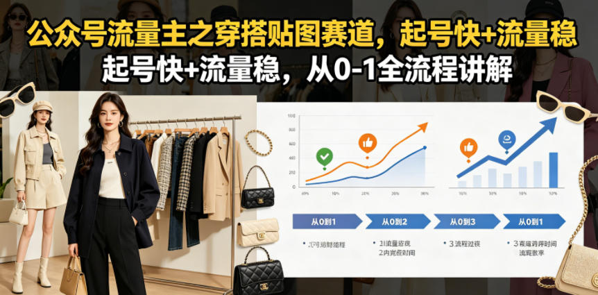 公众号流量主之穿搭贴图赛道,起号快+流量稳,从0-1全流程讲解-聊项目