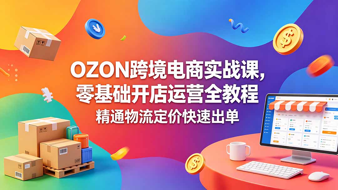 OZON 跨境电商实战课,零基础开店运营全教程,精通物流定价快速出单-聊项目