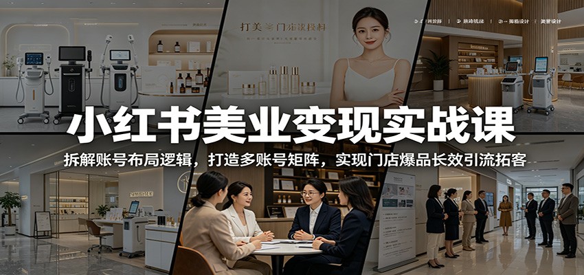 小红书美业变现实战课:拆解账号布局逻辑,打造多账号矩阵,实现门店爆品长效引流拓客-聊项目