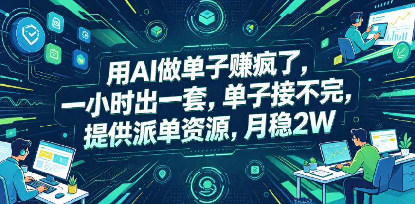 用AI做单子賺疯了,一小时出一套,单子接不完,提供派单资源,月稳2W【揭秘】-聊项目