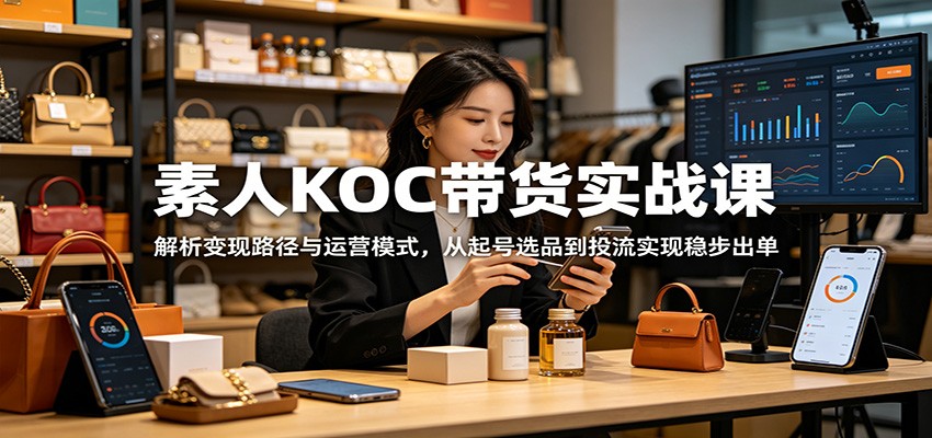 素人KOC带货实战课：解析变现路径与运营模式，从起号选品到投流实现稳步出单-聊项目