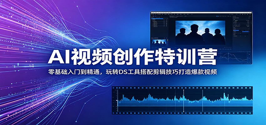 AI视频创作特训营:零基础入门到精通,玩转DS工具搭配剪辑技巧打造爆款视频-聊项目