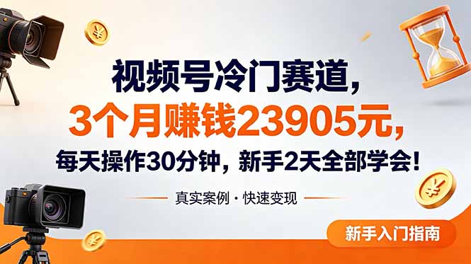 视频号冷门赛道,3个月变现23905元,新手2天学会 每天操作30分钟!-聊项目