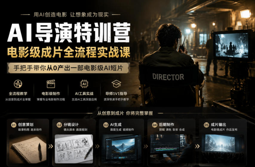 AI导演特训营,电影级成片全流程实战课,手把手带你从0产出一部电影级AI短片-聊项目