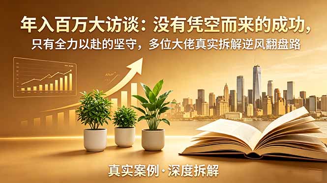 年入百万大访谈-更新：没有凭空而来的成功，只有全力以赴的坚守，多位大佬真实拆解逆风翻盘路-聊项目