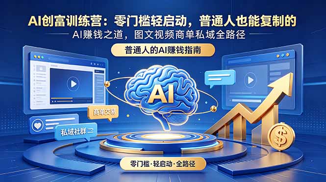 AI创富训练营：零门槛轻启动，普通人也能复制的AI赚钱之道，图文视频商单私域全路径-聊项目
