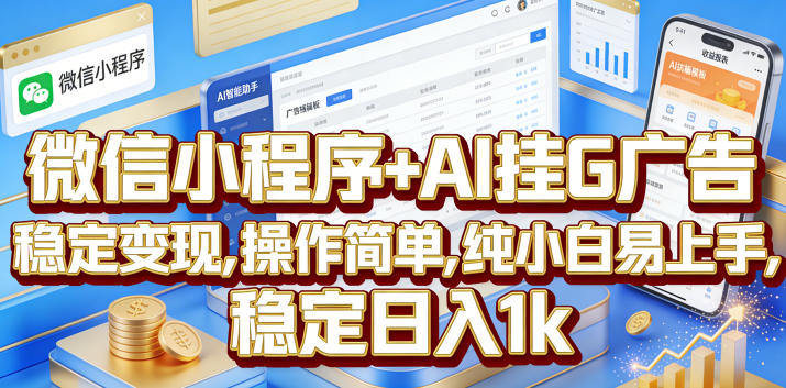 微信小程序+AI挂G广告,稳定变现,操作简单,纯小白易上手,稳定日入1k【揭秘】-聊项目