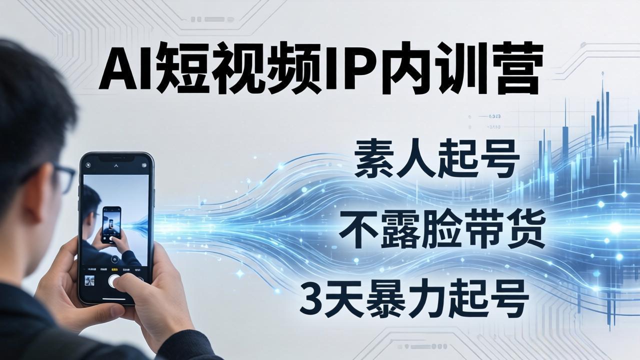 2026AI短视频IP内训营-更新:从素人起号到不露脸带货,3天暴力起号全流程拆解-聊项目