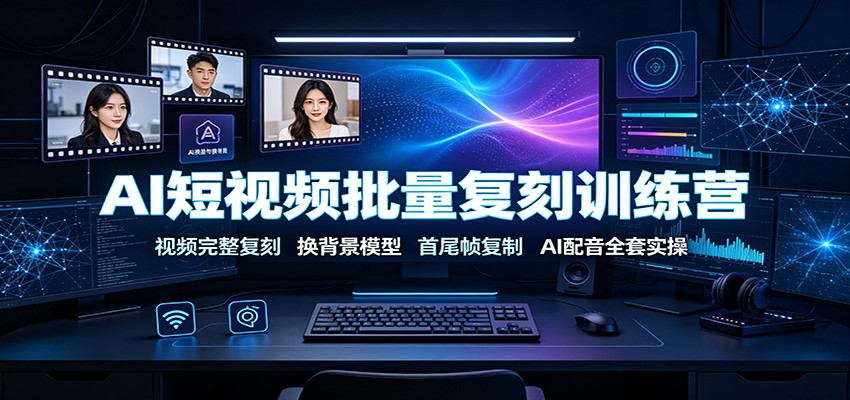 AI短视频批量复刻训练营：视频完整复刻，换背景模型、首尾帧复制、AI配音全套实操-聊项目