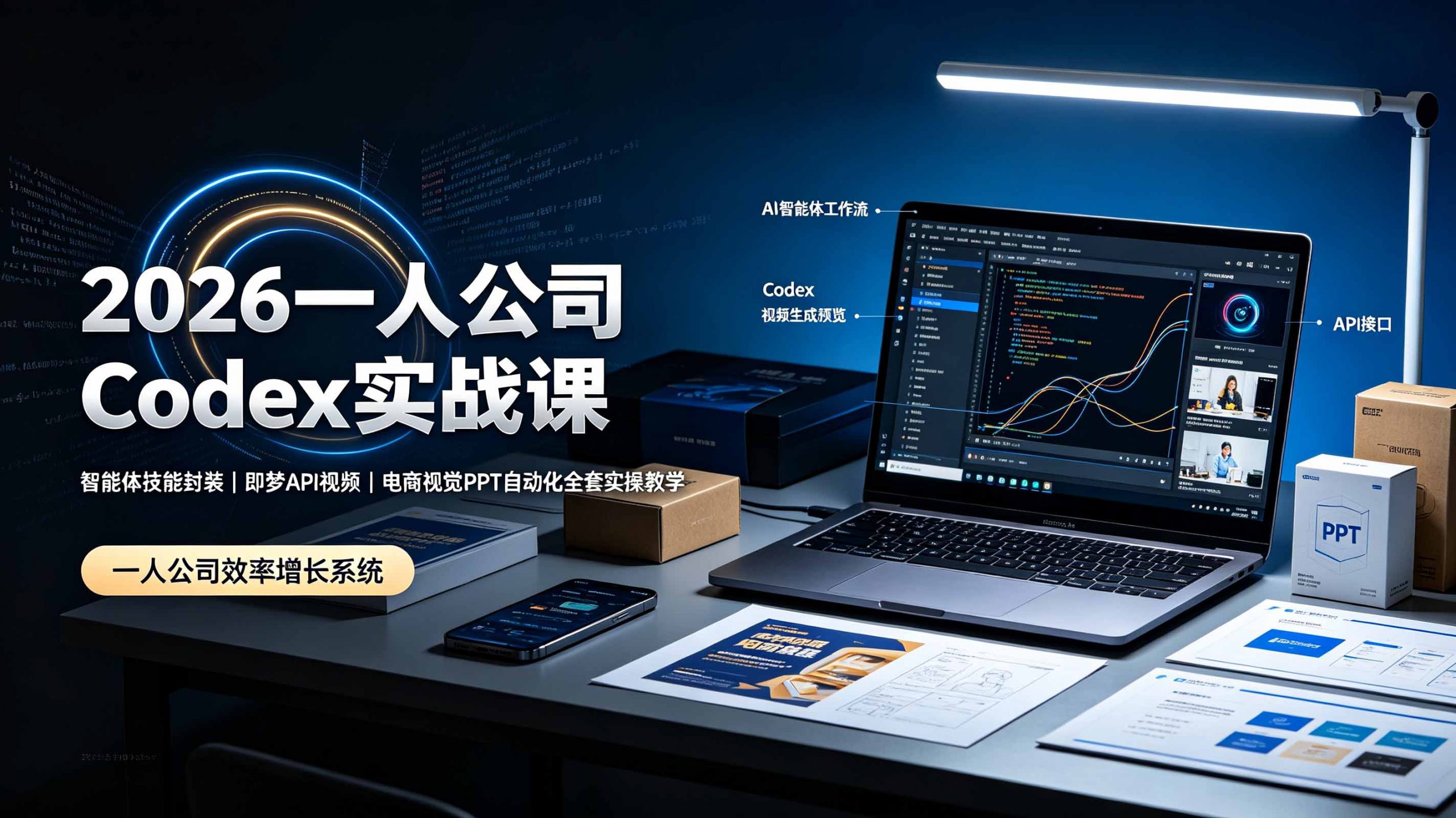 2026一人公司Codex实战课◆智能体技能封装｜即梦API视频｜电商视觉PPT自动化全套实操教学-聊项目