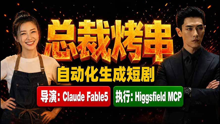 《总裁烤串》真人短剧全自动诞生!Claude Fable5 当导演,Higgsfield MCP 执行!-聊项目