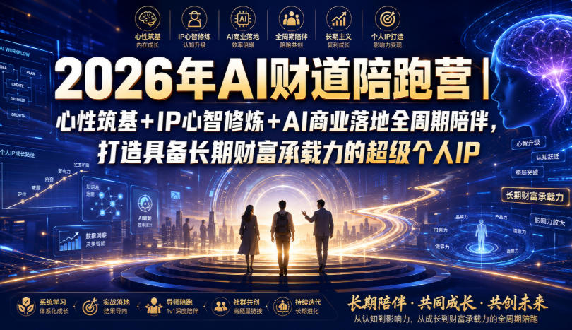 2026年AI财道陪跑营｜心性筑基+IP心智修炼+AI商业落地全周期陪伴，打造具备长期财富承载力的超级个人IP-聊项目