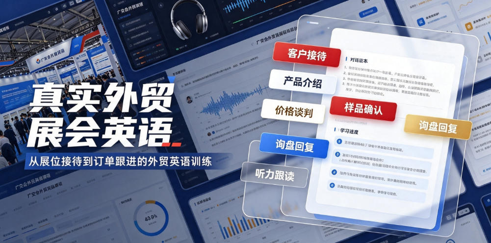 真实外贸展会英语,广交会外贸口语听力突击课程【音频】-聊项目
