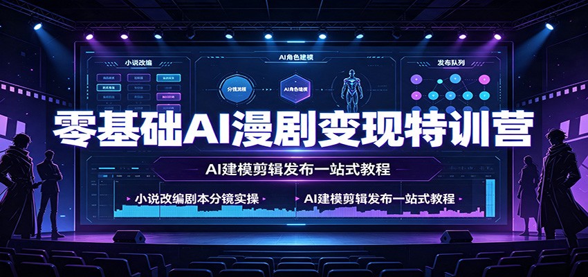 零基础AI漫剧变现特训营:小说改编剧本分镜实操,AI建模剪辑发布一站式教程-聊项目