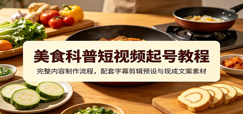 美食科普短视频起号教程:完整内容制作流程,配套字幕剪辑预设与现成文案素材-聊项目
