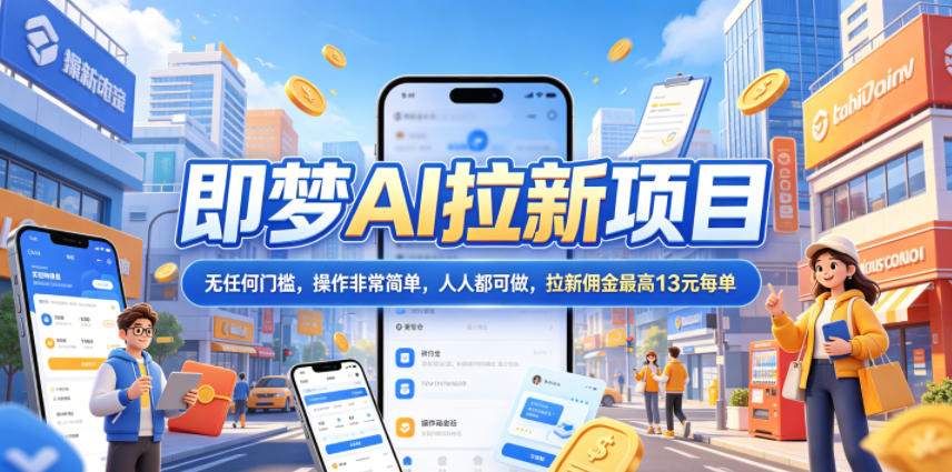 2026年即梦AI拉新项目最新玩法,无任何门槛,操作非常简单,人人都可做,拉新佣金最高13米每单(更新08月07日)-聊项目