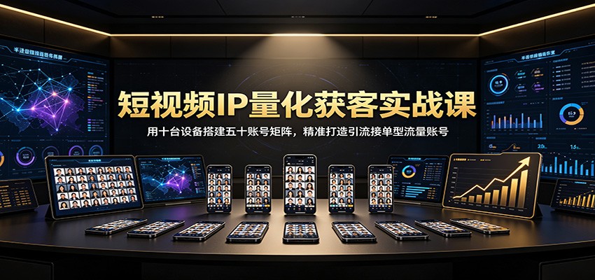 短视频IP量化获客实战课:用十台设备搭建五十账号矩阵,精准打造引流接单型流量账号-聊项目