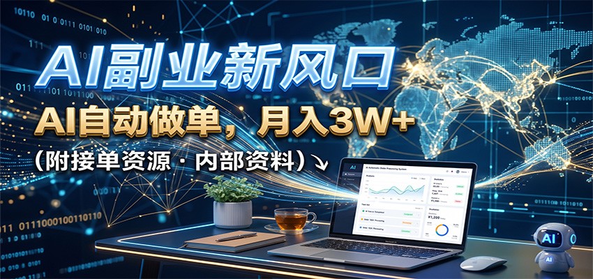 AI副业新风口，AI自动做单，月入3W+，附接单资源-聊项目
