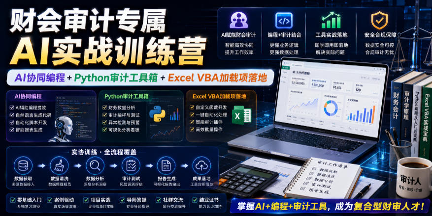 财会审计专属AI实战训练营｜AI协同编程+Python审计工具箱+Excel VBA加载项落地(更新0816)-聊项目