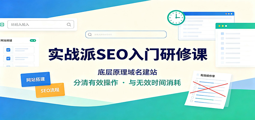 实战派SEO入门研修课：底层原理域名建站，分清有效操作与无效时间消耗-聊项目