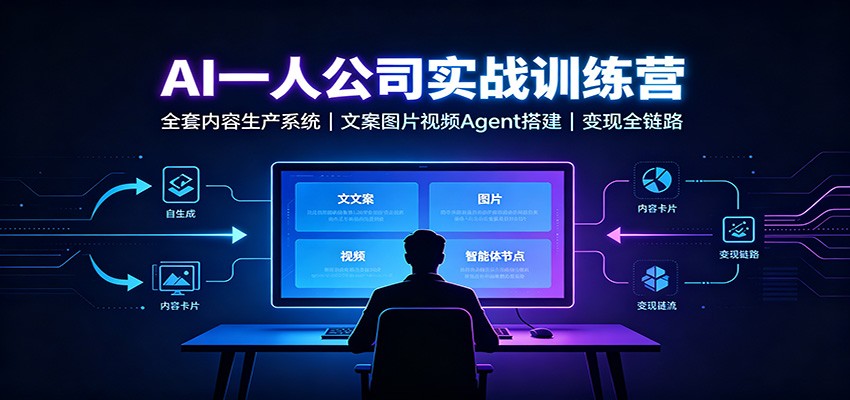 AI创作一人公司实战训练营：全套内容生产系统，文案图片视频Agent搭建变现全链路-聊项目