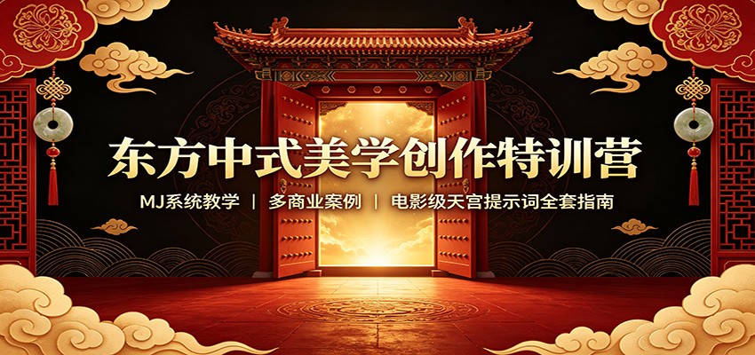东方中式美学创作特训营:MJ系统教学,多商业案例,电影级天宫提示词全套指南-聊项目