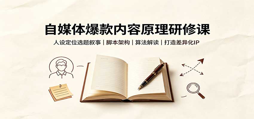 自媒体爆款内容原理研修课:人设定位选题叙事,脚本架构,算法解读打造差异化IP-聊项目