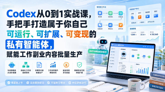Codex从0到1实战课，手把手打造属于你自己可运行、可扩展、可变现的私有智能体，赋能工作副业内容批量生产-聊项目