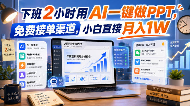 下班2小时用AI一键做PPT,免费接单渠道,小白直接月入1W【揭秘】-聊项目