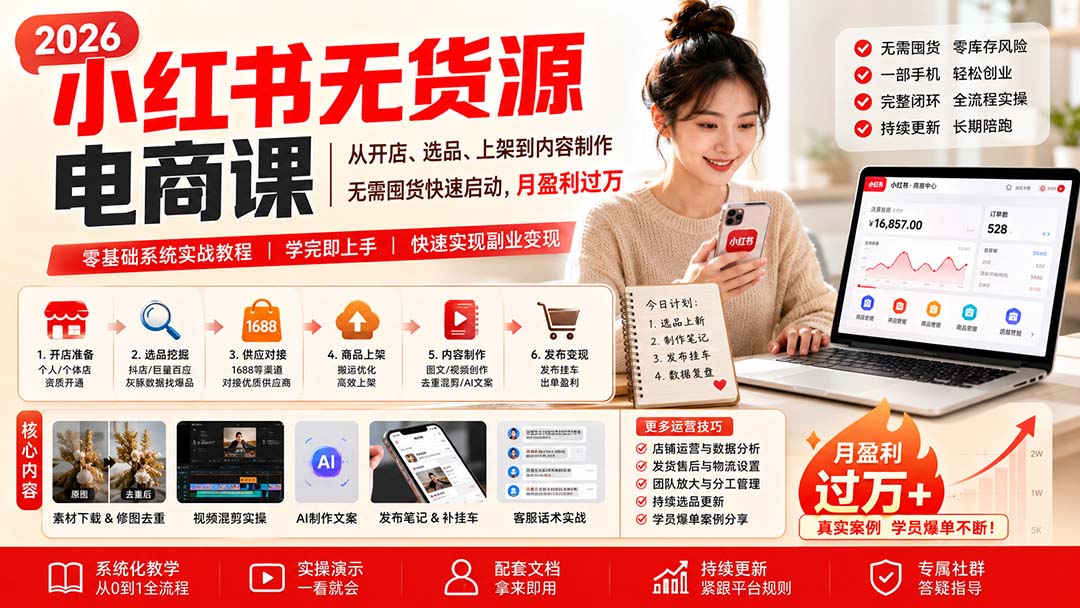 小红书无货源电商课(8月30更新-聊项目